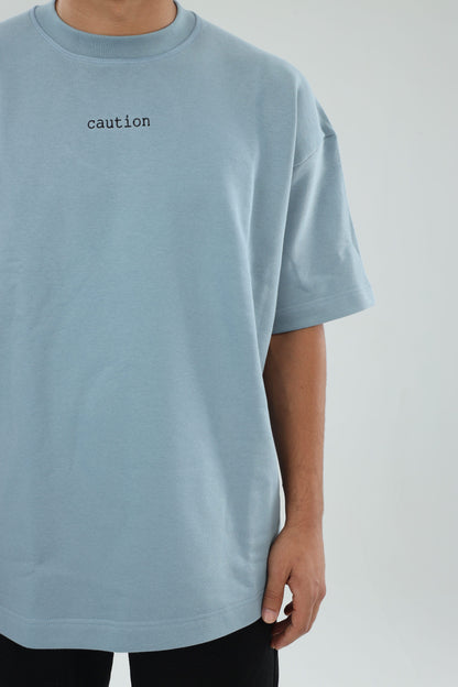 CAUTION embroidered Azure Basic Tee