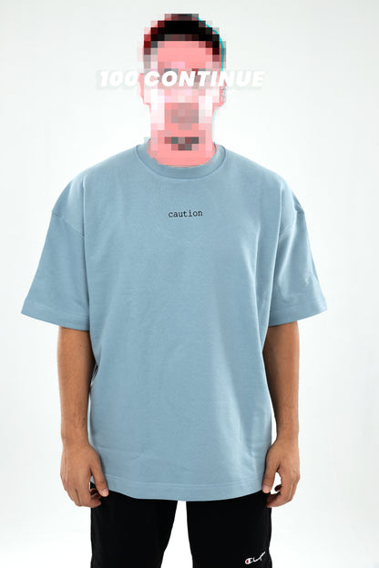 CAUTION embroidered Azure Basic Tee